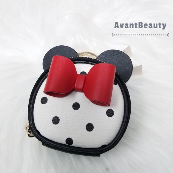 Disney kate spade new york minnie mouse coin purse Key Fob Black Polka Dot White - Picture 2 of 9